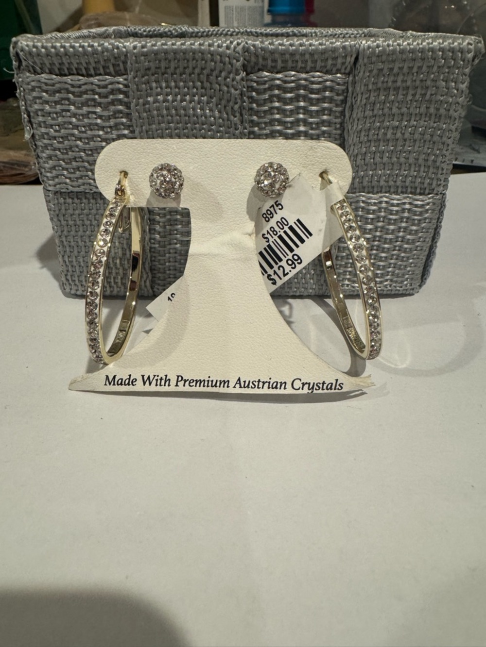 NWT Gold Crystal Hoop & Stud Earrings Set Made with Premium Austrian Crystals